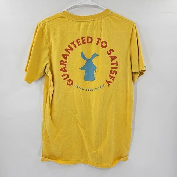 Dutch bros coffee tshirt yellow gold logo medium mens womens - Picture 1 of 3